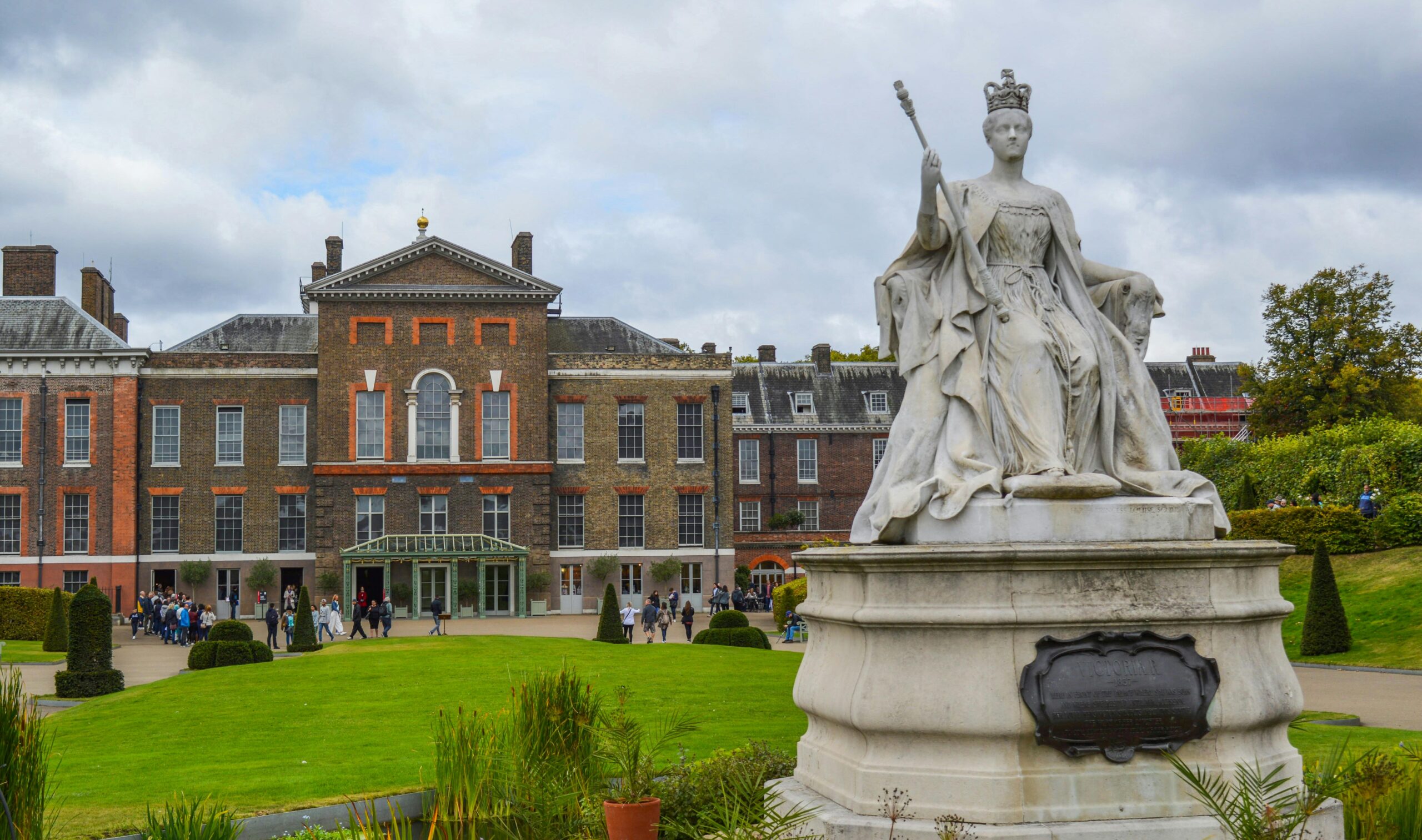 Kensington Palace near Paddington London with Queen Victoria statue close to Mowbray Court Hotel